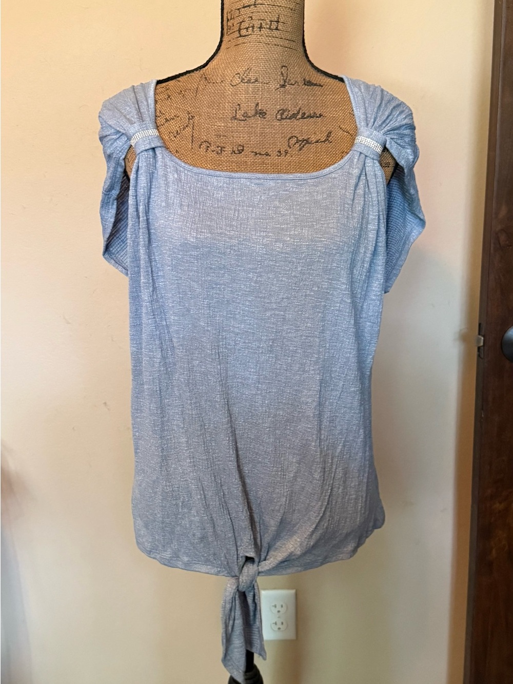Light Blue Tie-Hem Women’s Top